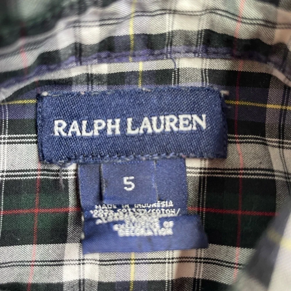 Ralph Lauren Shirt Girls 5 Button Up Plaid Chic Details Polished Preppy Vintage